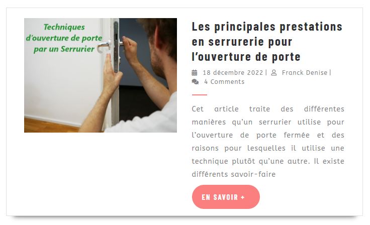 Serrurerie professionnel pour l’ouverture de porte